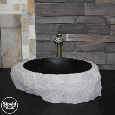 Bazalt Yuvarlak Dışı Şekilsiz Patlatma Lavabo Bazalt Yuvarlak Dışı Şekilsiz Patlatma Lavabo