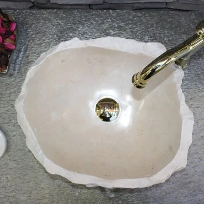 Bej Mermer Doğal Tasarım Lavabo Bej Mermer Doğal Tasarım Lavabo