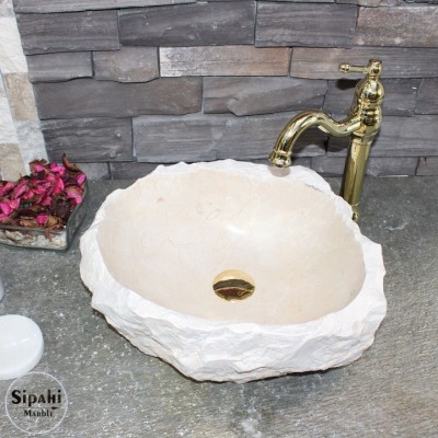 Bej Mermer Doğal Tasarım Lavabo Bej Mermer Doğal Tasarım Lavabo