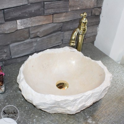 Bej Mermer Doğal Tasarım Lavabo Bej Mermer Doğal Tasarım Lavabo