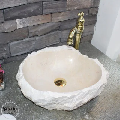 Bej Mermer Doğal Tasarım Lavabo Bej Mermer Doğal Tasarım Lavabo