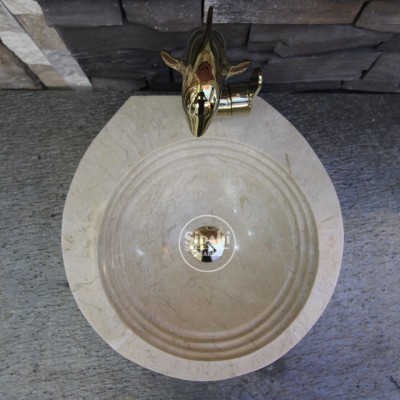 Bej Mermer Roma Model Lavabo - Batarya Çıkışlı Bej Mermer Roma Model Lavabo - Batarya Çıkışlı