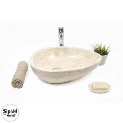Bej Mermer Çakıl Model Lavabo Bej Mermer Çakıl Model Lavabo