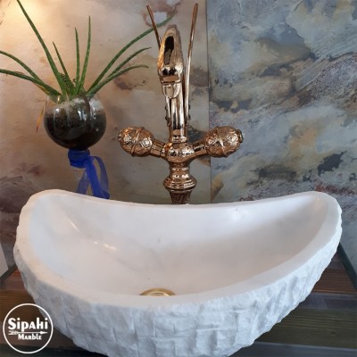 Beyaz Mermer Ay Model Dışı Dikey Patlatma Lavabo Beyaz Mermer Ay Model Dışı Dikey Patlatma Lavabo