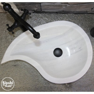 Beyaz Mermer Damla Model Lavabo Beyaz Mermer Damla Model Lavabo