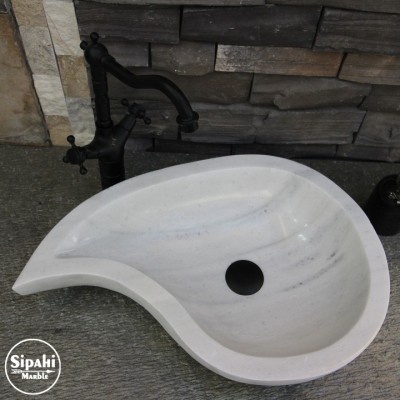 Beyaz Mermer Damla Model Lavabo Beyaz Mermer Damla Model Lavabo