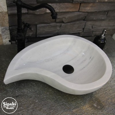 Beyaz Mermer Damla Model Lavabo Beyaz Mermer Damla Model Lavabo