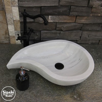 Beyaz Mermer Damla Model Lavabo Beyaz Mermer Damla Model Lavabo