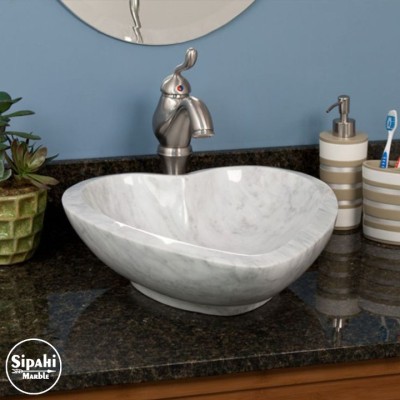 Beyaz Mermer Kalp Şekil Lavabo Beyaz Mermer Kalp Şekil Lavabo