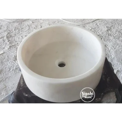 Beyaz Mermer Mini Silindir Lavabo Beyaz Mermer Mini Silindir Lavabo
