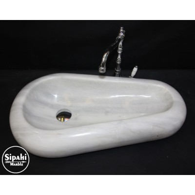 Beyaz Mermer Çakıl Tasarım Lavabo Beyaz Mermer Çakıl Tasarım Lavabo
