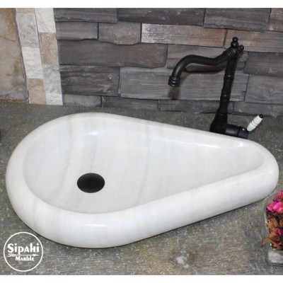 Beyaz Mermer Çakıl Taşı Model Lavabo Beyaz Mermer Çakıl Taşı Model Lavabo