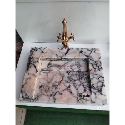 Menekşe Mermer Gizli Giderli Modern Kare Lavabo Menekşe Mermer Gizli Giderli Modern Kare Lavabo