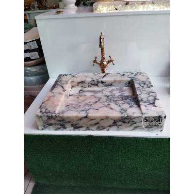 Menekşe Mermer Gizli Giderli Modern Kare Lavabo Menekşe Mermer Gizli Giderli Modern Kare Lavabo