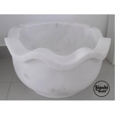 Beyaz Mermer Fırfırlı Düz Kurna Beyaz Mermer Fırfırlı Düz Kurna