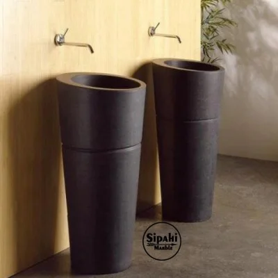 Bazalt Siyah Konik Dikey Lavabo Bazalt Siyah Konik Dikey Lavabo