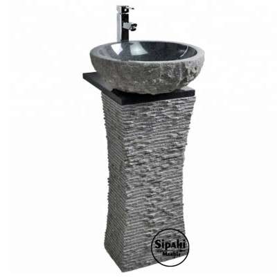 Toros Siyah Özel Tasarım Çanaklı Dikey Lavabo Toros Siyah Özel Tasarım Çanaklı Dikey Lavabo