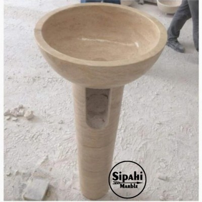 Traverten İnce Ayaklı Dikey Lavabo Traverten İnce Ayaklı Dikey Lavabo