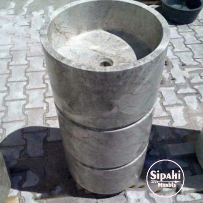 Tundra Gri Mermer Varil Model Dikey Lavabo Tundra Gri Mermer Varil Model Dikey Lavabo