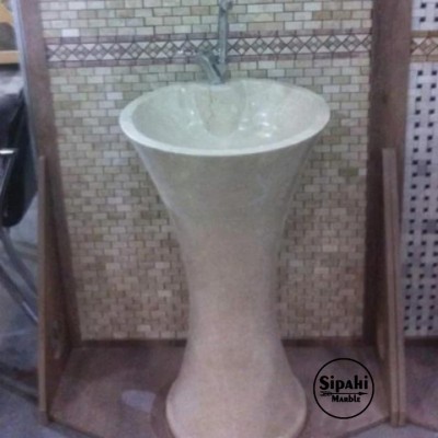 Bej Mermer Kum Saati Model Dikey Lavabo Bej Mermer Kum Saati Model Dikey Lavabo