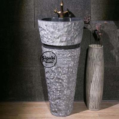 Bazalt Siyah Patlatma Dizayn Konik Dikey Lavabo Bazalt Siyah Patlatma Dizayn Konik Dikey Lavabo