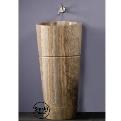 Gümüş Traverten Dizayn Dikey Lavabo Gümüş Traverten Dizayn Dikey Lavabo