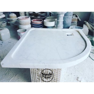 Afyon Beyaz Mermer Oval Kenar Duş Teknesi Afyon Beyaz Mermer Oval Kenar Duş Teknesi