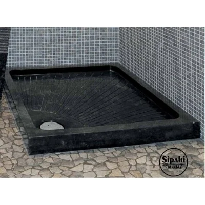 Siyah Mermer Çok Çizgili Kare Duş Teknesi Siyah Mermer Çok Çizgili Kare Duş Teknesi