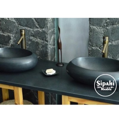 Bazalt Siyah Bombeli Kayık Lavabo Bazalt Siyah Bombeli Kayık Lavabo