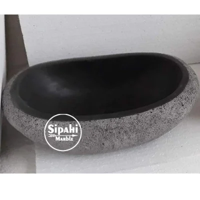 Basalt Black Splayed Outside Ellipse Sink Basalt Black Splayed Outside Ellipse Sink