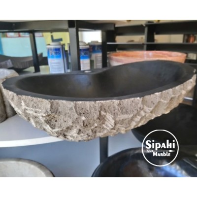 Bazalt Siyah Dışı Patlatma Elips Lavabo Bazalt Siyah Dışı Patlatma Elips Lavabo