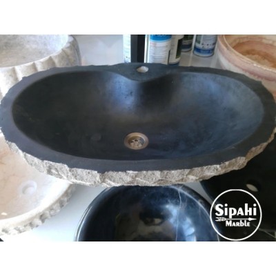 Bazalt Siyah Dışı Patlatma Elips Lavabo Bazalt Siyah Dışı Patlatma Elips Lavabo