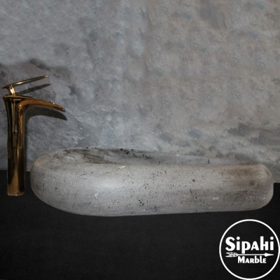 Gümüş Traverten Şekilsiz Elips Lavabo Gümüş Traverten Şekilsiz Elips Lavabo
