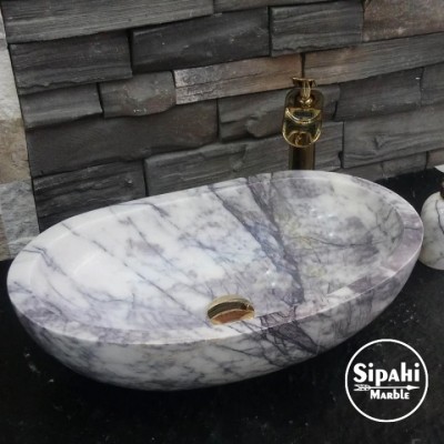Leylak Mermer Kayık Lavabo Leylak Mermer Kayık Lavabo
