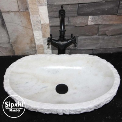Beyaz Mermer Dikey Patlatma Dizayn Lavabo Beyaz Mermer Dikey Patlatma Dizayn Lavabo