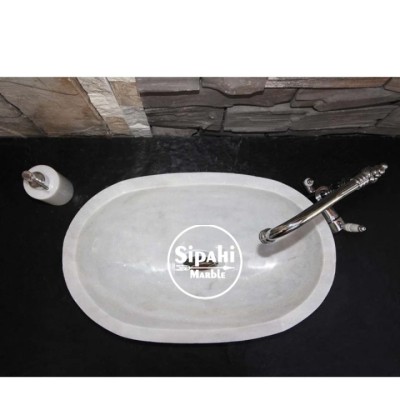 Beyaz Mermer Kayık Çıkıntılı Dizayn Lavabo Beyaz Mermer Kayık Çıkıntılı Dizayn Lavabo