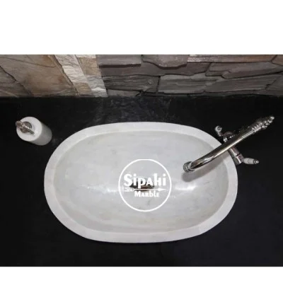 White Marble Boat Protruding Design Washbasin White Marble Boat Protruding Design Washbasin