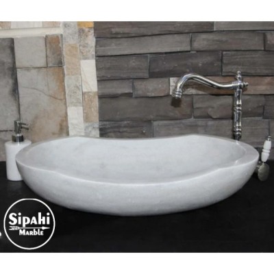 Beyaz Mermer Kayık Çıkıntılı Dizayn Lavabo Beyaz Mermer Kayık Çıkıntılı Dizayn Lavabo