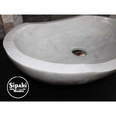 Beyaz Mermer Kayık Çıkıntılı Dizayn Lavabo Beyaz Mermer Kayık Çıkıntılı Dizayn Lavabo