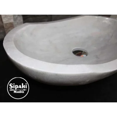 White Marble Boat Protruding Design Washbasin White Marble Boat Protruding Design Washbasin