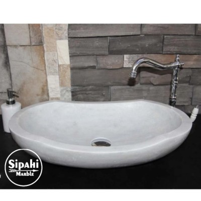 Beyaz Mermer Kayık Çıkıntılı Dizayn Lavabo Beyaz Mermer Kayık Çıkıntılı Dizayn Lavabo