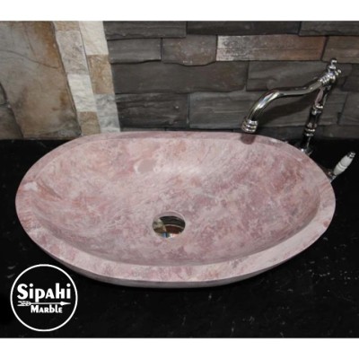 Pembe Traverten Elips Dizayn Lavabo Pembe Traverten Elips Dizayn Lavabo