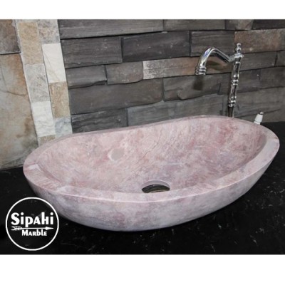 Pembe Traverten Elips Dizayn Lavabo Pembe Traverten Elips Dizayn Lavabo