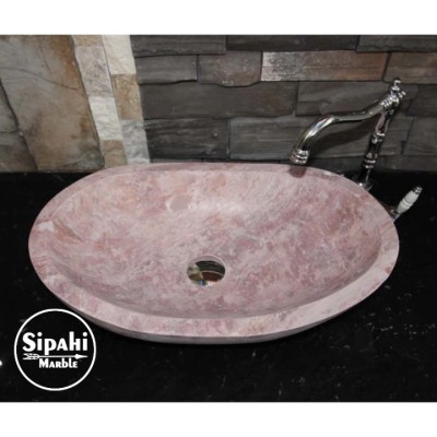 Pembe Traverten Elips Dizayn Lavabo Pembe Traverten Elips Dizayn Lavabo