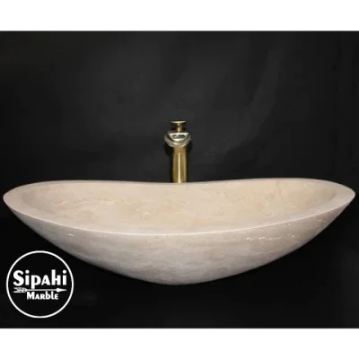Traverten Elips Kayık Lavabo Traverten Elips Kayık Lavabo