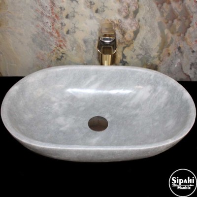Gri Mermer İnce Kenar Elips Lavabo Gri Mermer İnce Kenar Elips Lavabo