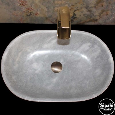Gri Mermer İnce Kenar Elips Lavabo Gri Mermer İnce Kenar Elips Lavabo