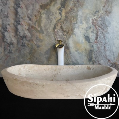 Traverten Elips Model Geniş Lavabo Traverten Elips Model Geniş Lavabo