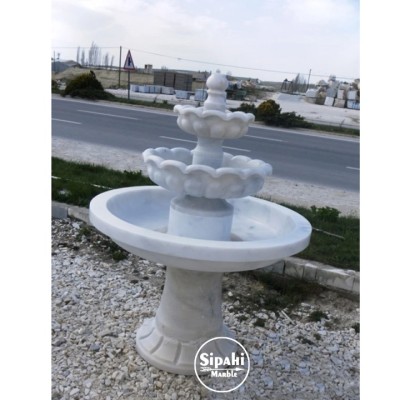 Afyon Bulutlu Beyaz Mermer Üç Çanaklı Salon Fıskiyesi Afyon Bulutlu Beyaz Mermer Üç Çanaklı Salon Fıskiyesi