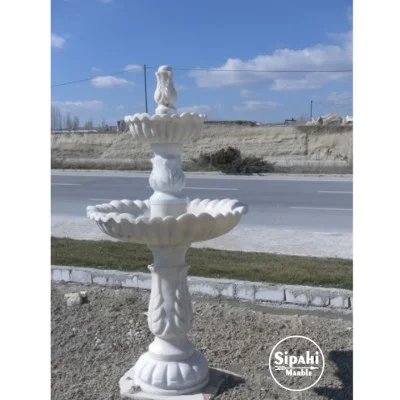 Beyaz Mermer Özel İşlemeli Çift Çanak Havuz Fıskiyesi Beyaz Mermer Özel İşlemeli Çift Çanak Havuz Fıskiyesi